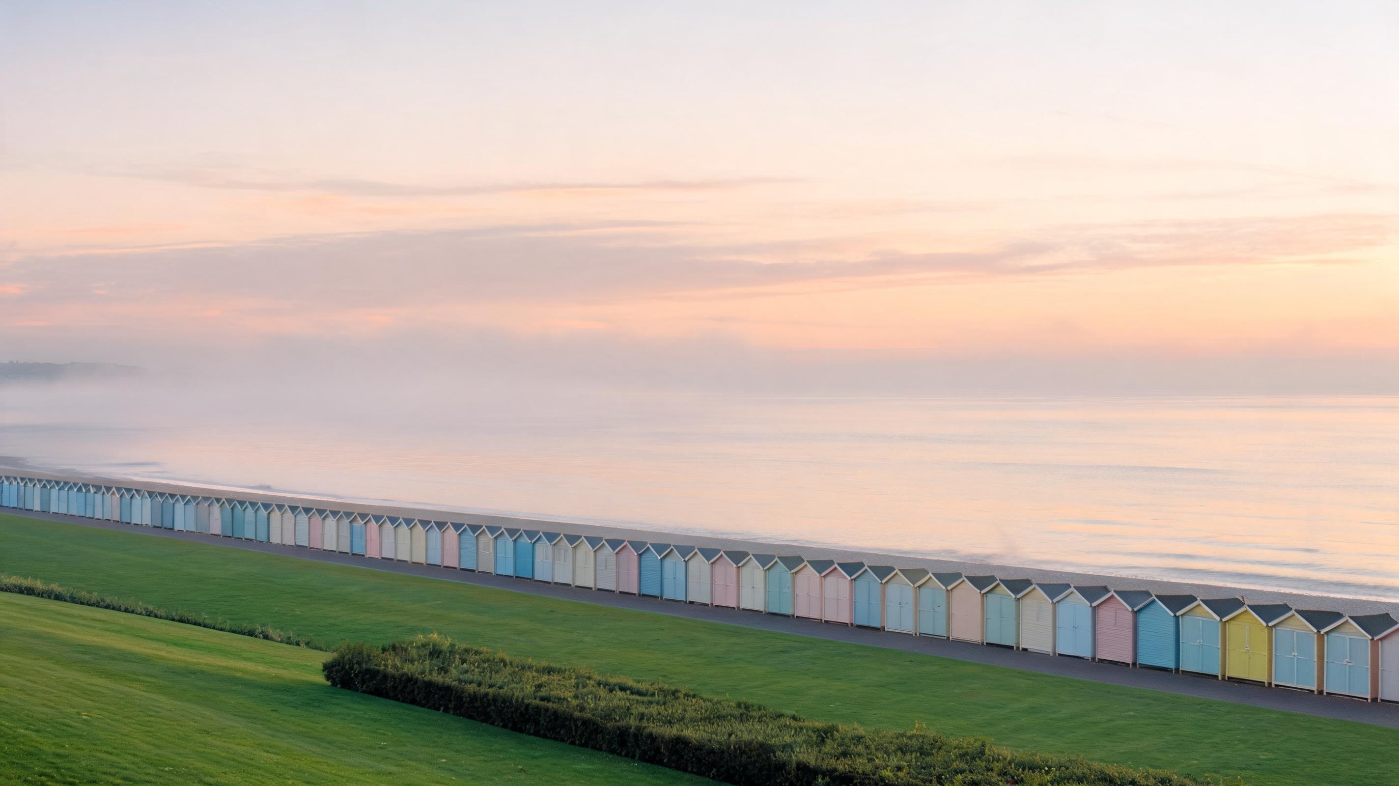 Hove seafront and beach huts at dawn